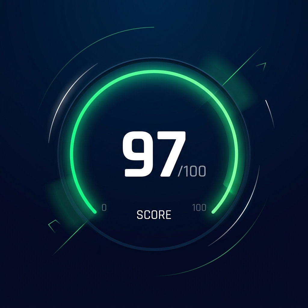 PageSpeed score gauge showing 95/100 excellent performance