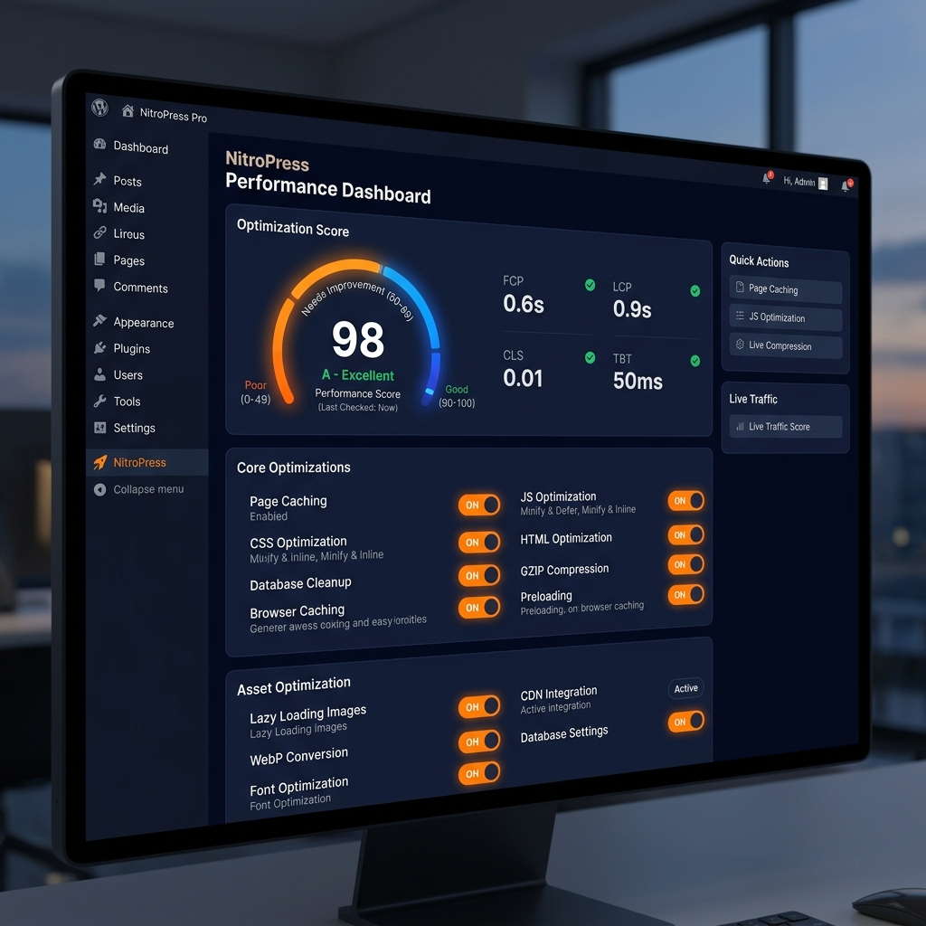 PlugoSPEED Pro WordPress plugin dashboard with all optimizations enabled