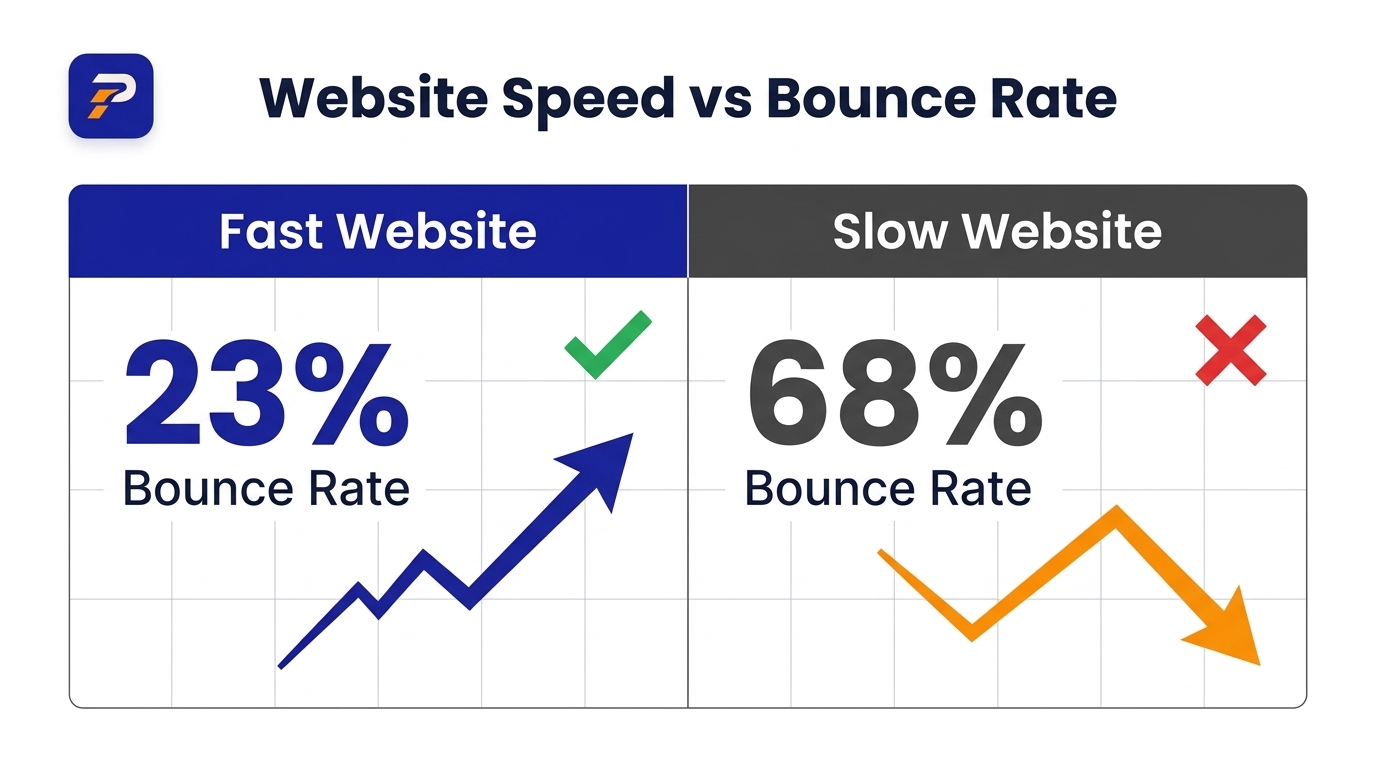 Website speed impact on bounce rate and conversions infographic